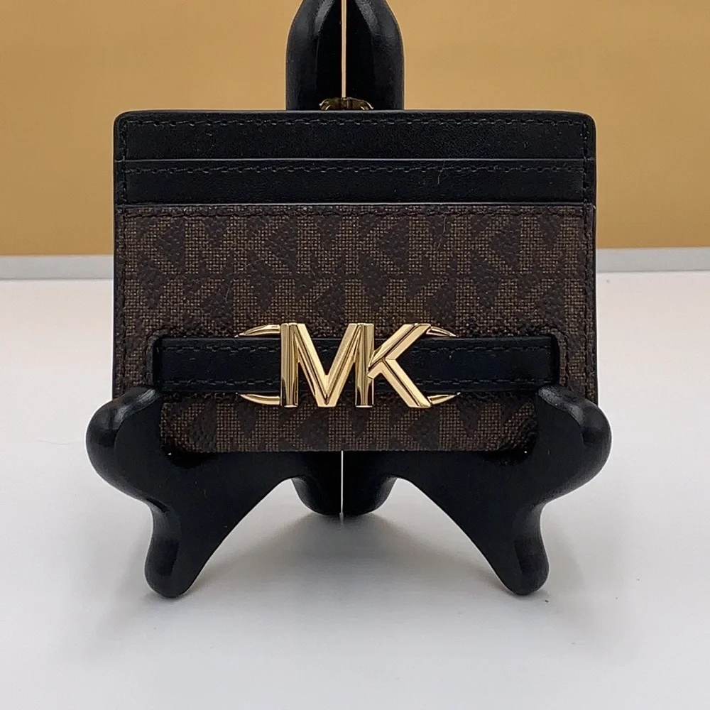 MICHAEL KORS Reed Large Card Holder Case Wallet Brown /Black MK NWT